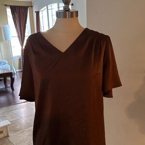 MOTF Chocolate Brown V-Neck Blouse